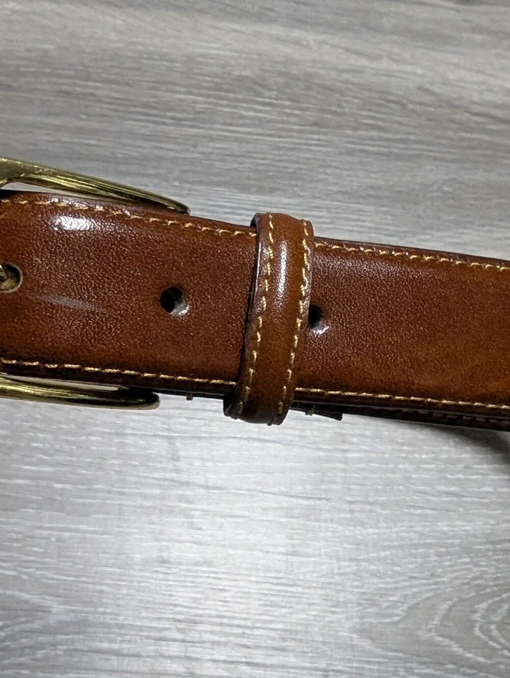 Trafalgar Mens Leather Belt Size 36 Brown Gold Buckle
